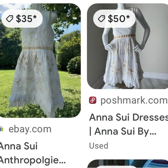 Anna Sui Anthropologie white & tan cotton mini ruffle dress - Picture 6 of 7